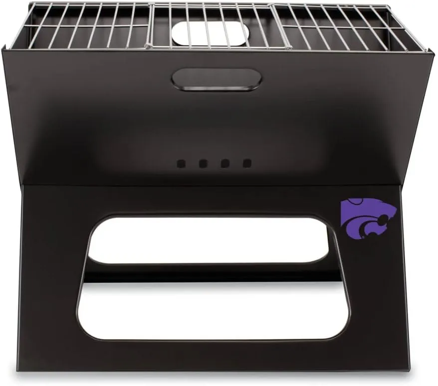 PICNIC TIME NCAA Kansas State Wildcats X-Grill Portable Grill - Camping Grill - Small Charcoal Grill for Tailgating