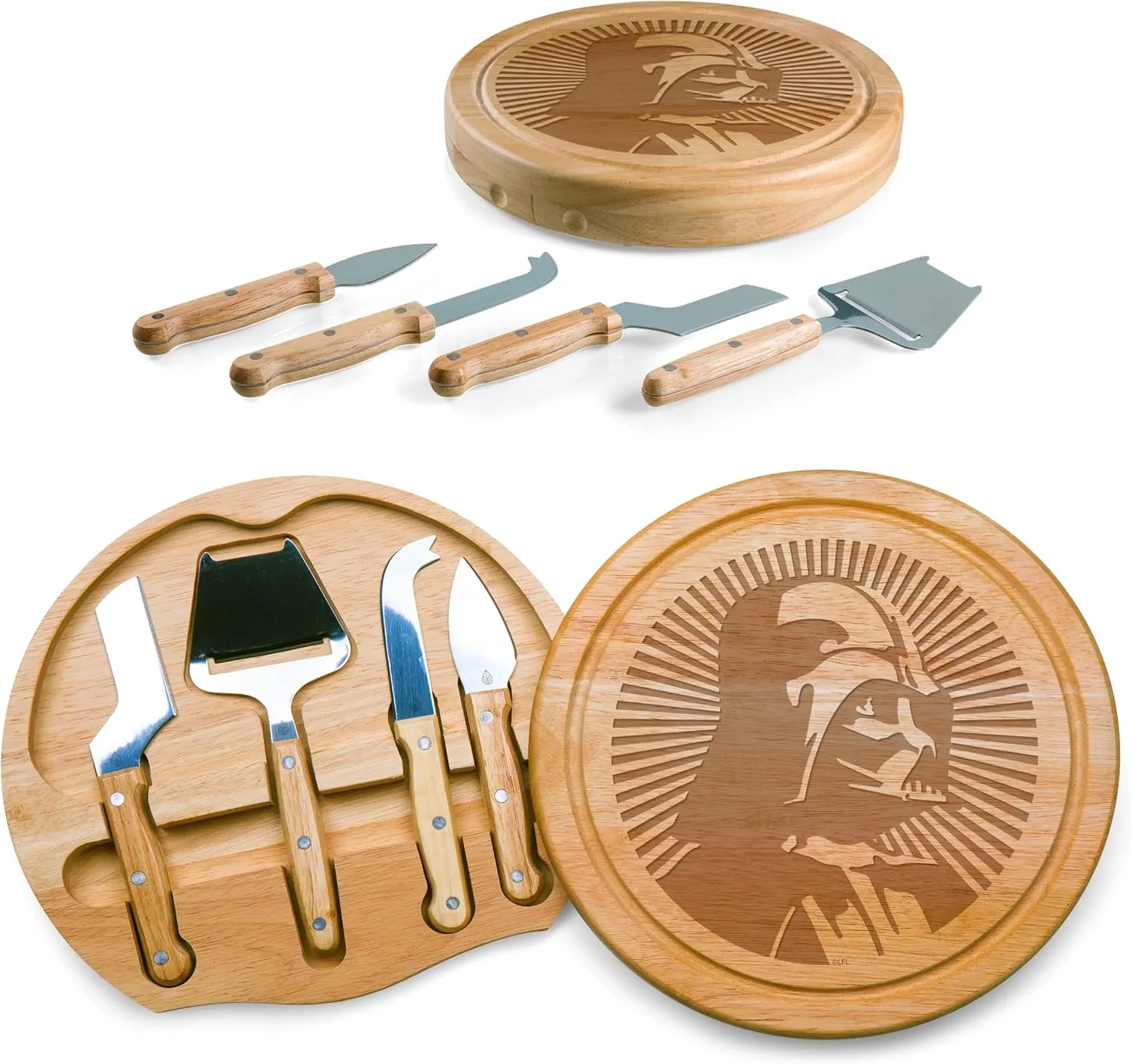 PICNIC TIME Star Wars Darth Vader Circo Cheese Board and Knife Set, Charcuterie Board Set, Wood Cutting Board, (Parawood), 10.2 x 10.2 x 1.6
