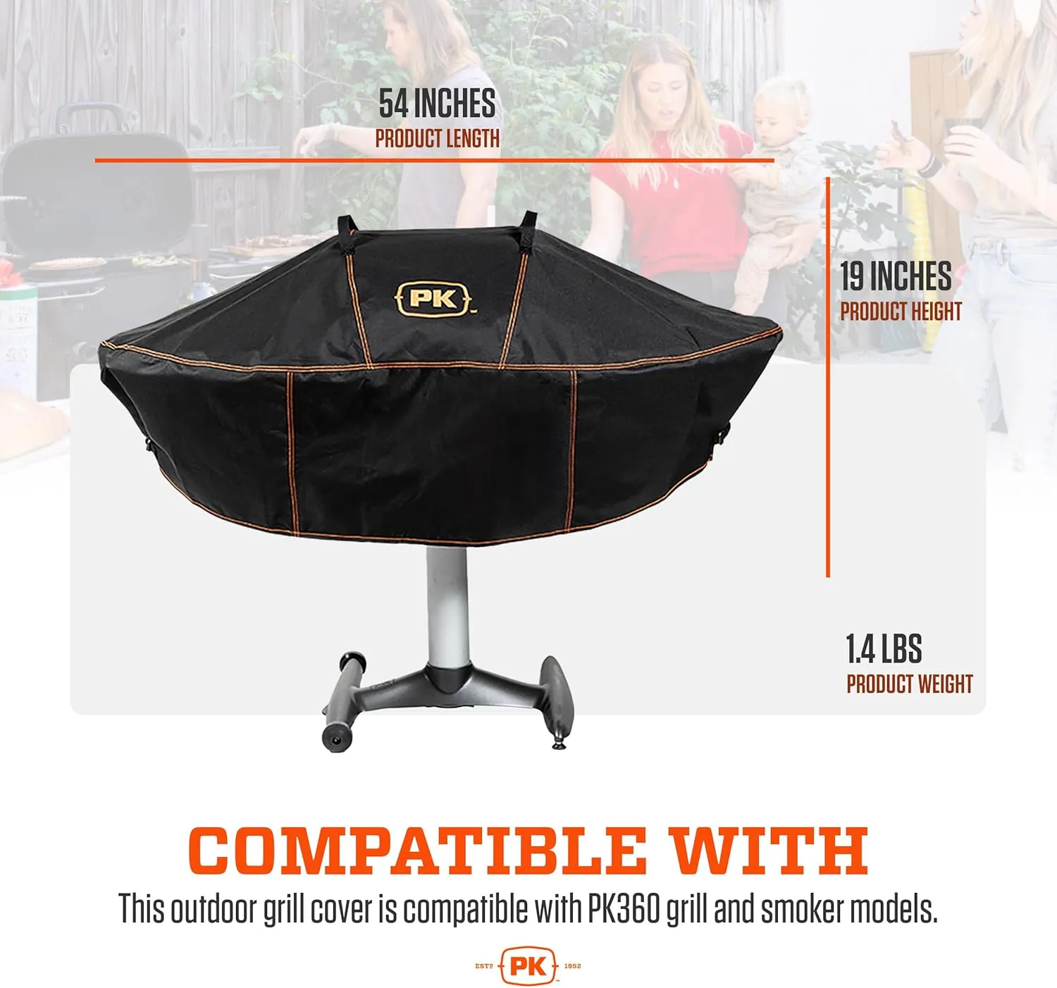 PK Grills PK360 Grill Cover for Outdoor Grill, Grill Accessories, Waterproof, Fits PK 360 Grill and Smoker, Black