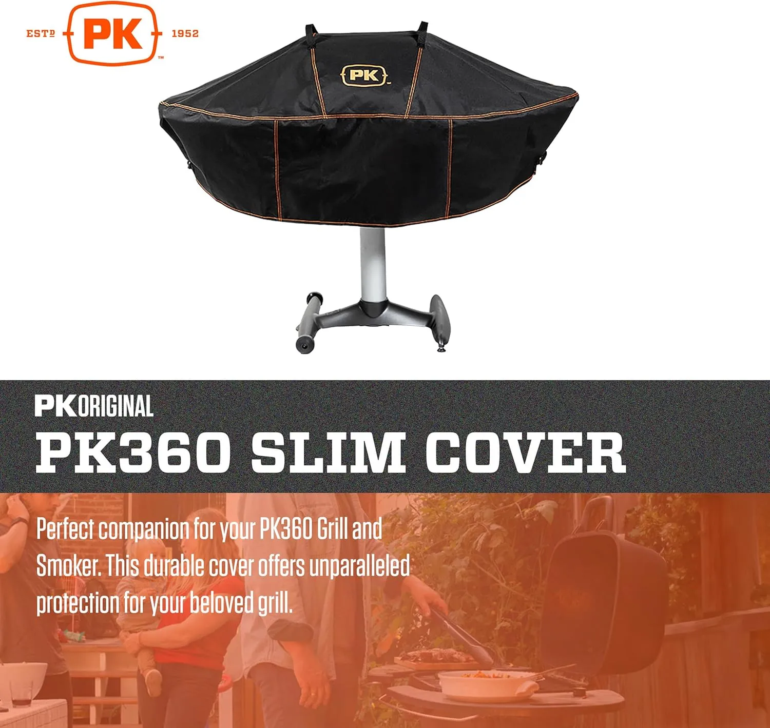 PK Grills PK360 Grill Cover for Outdoor Grill, Grill Accessories, Waterproof, Fits PK 360 Grill and Smoker, Black