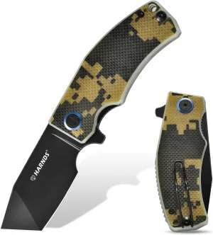 Pocket Knife D2 Steel Blade Folding Knife Tanto Blade EDC with Pocket Clip, G10 Handle, Sharp Survival Hiking Knives Revenant (Camo-Black Titanium then Stonewash)