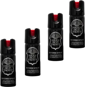 POLICE MAGNUM Pepper Spray Security- 2 Ounce Twist Locks- Portable Self Defense Canisters (4 Pack)