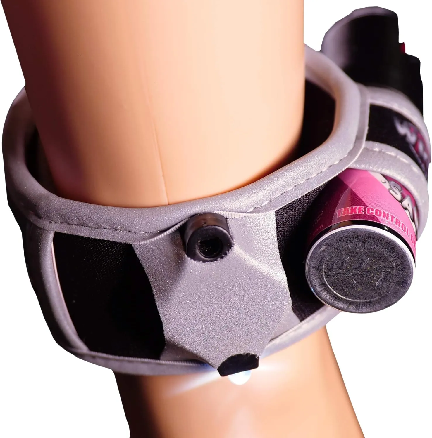 Police Strength OC Pepper Spray for Running, Lightweight Compact Self Defense Wristband Ideal for Women Runners, Joggers & Walkers w/ID Card, LED Light & Reflective Edging