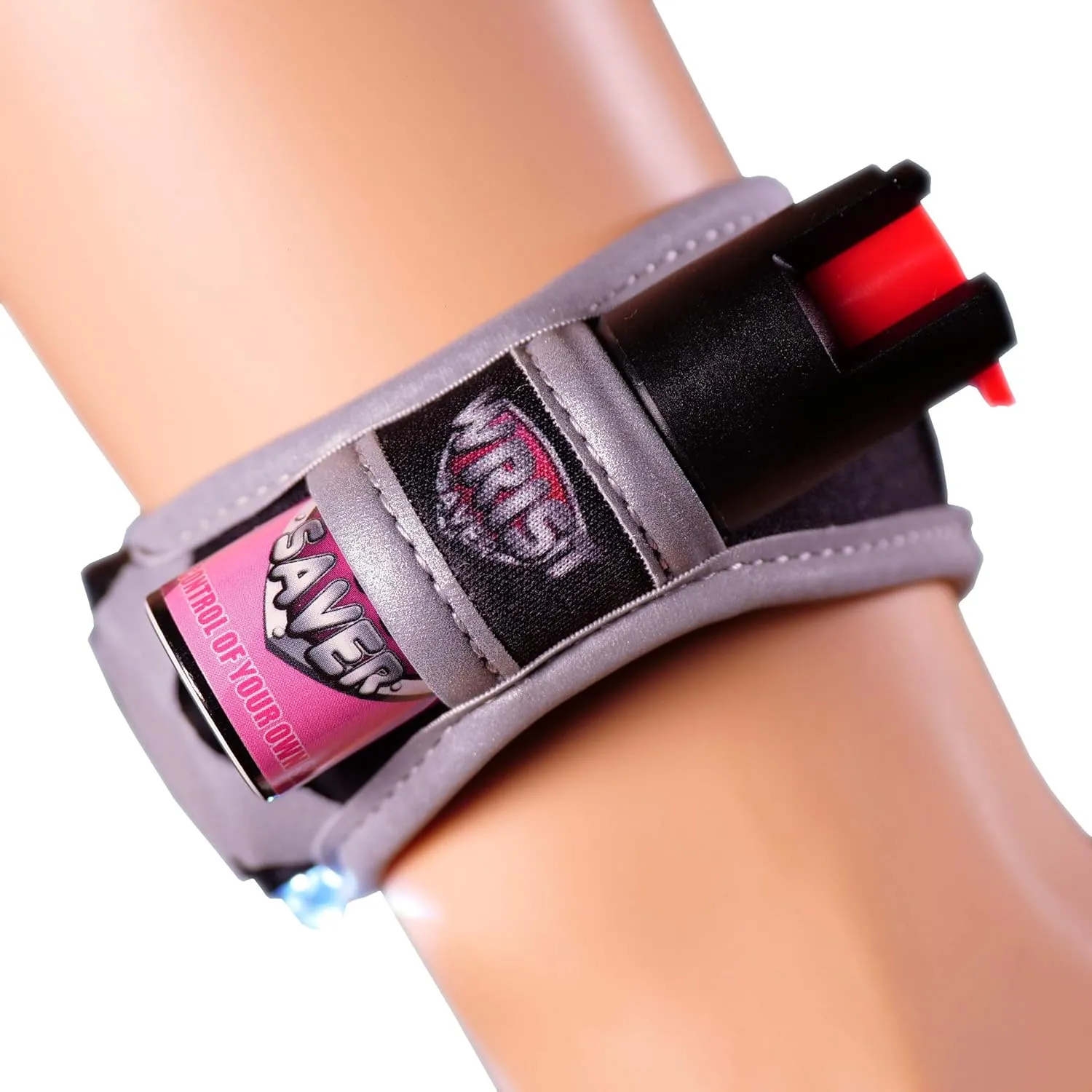 Police Strength OC Pepper Spray for Running, Lightweight Compact Self Defense Wristband Ideal for Women Runners, Joggers & Walkers w/ID Card, LED Light & Reflective Edging