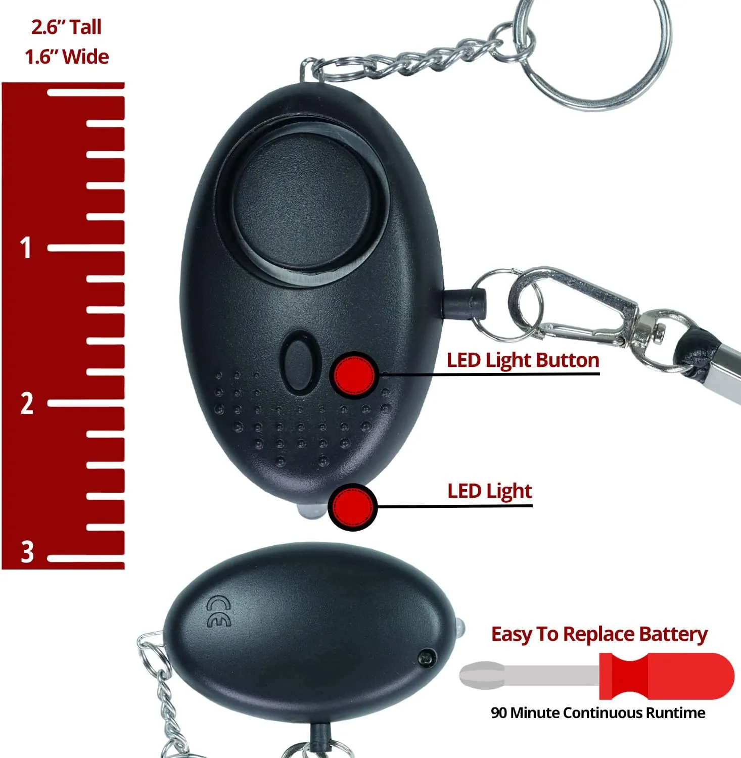 Police Strength OC Pepper Spray for Running, Lightweight Compact Self Defense Wristband Ideal for Women Runners, Joggers & Walkers w/ID Card, LED Light & Reflective Edging