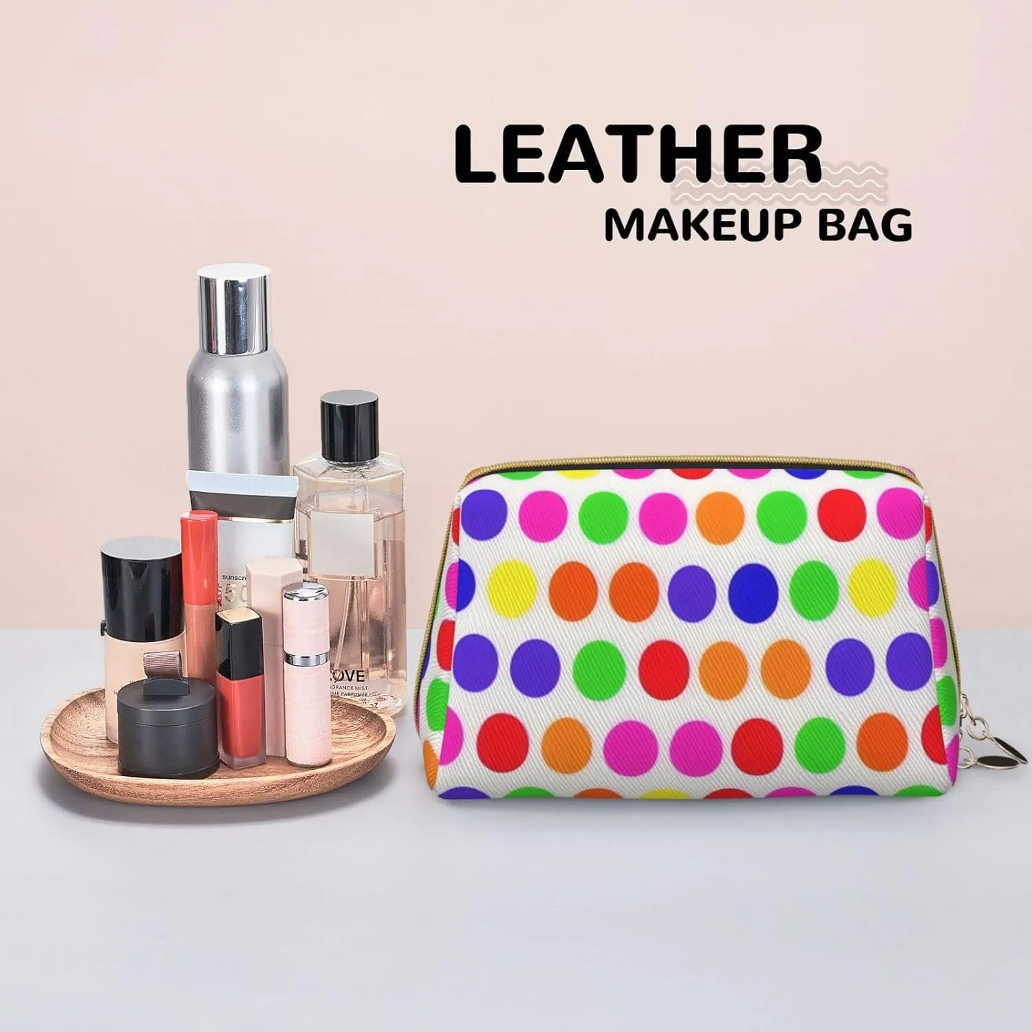 Polka Dot Toiletry Pouch, Travel-Friendly Makeup Organizer For Makeup Brushes, Lipsticks
