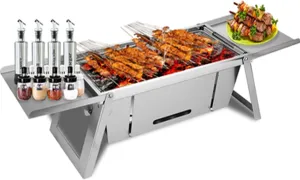 Portable BBQ, Charcoal Grill, Compact Foldable Travel Grill, Outdoor Cooking Mini Grilling for Camping, Gathering, Picnic, Patio, Backyard, Beach, Party