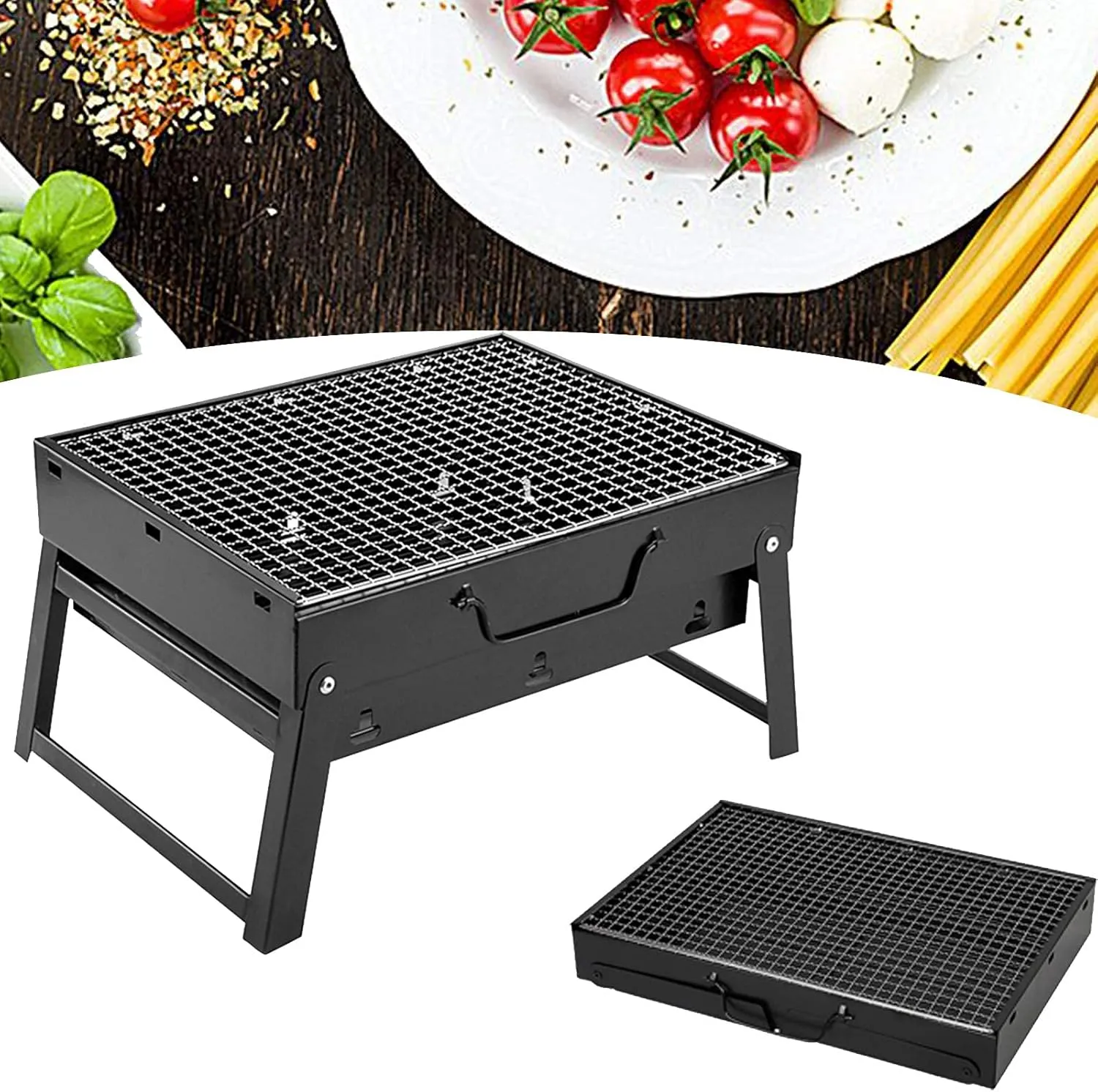 Portable BBQ Grill, Folding Charcoal Barbecue Rack, Smoker for Outdoor, Travel, Picnic, Camping, Garden Summer Party, Perfect 1-6 Perso