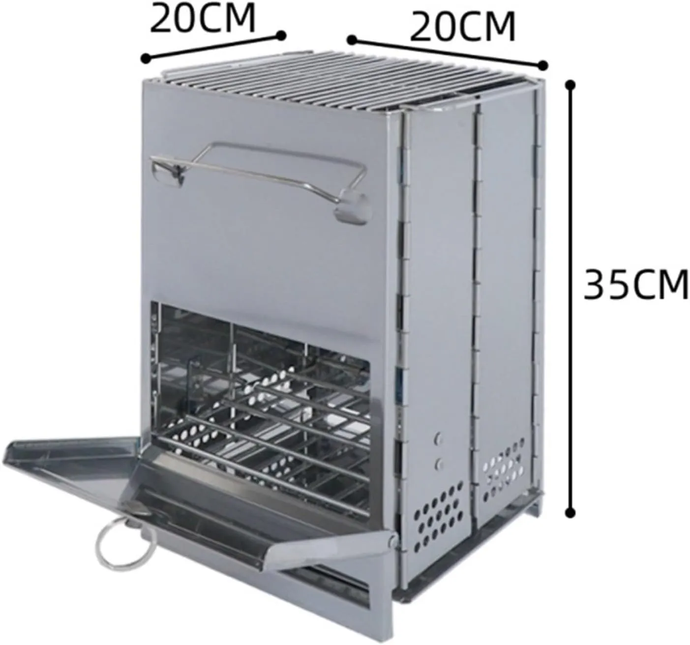 Portable BBQ Grill, Stainless Steel Charcoal with Handle, Foldable Outdoor Barbecue for Camping, Picnics, Backyard