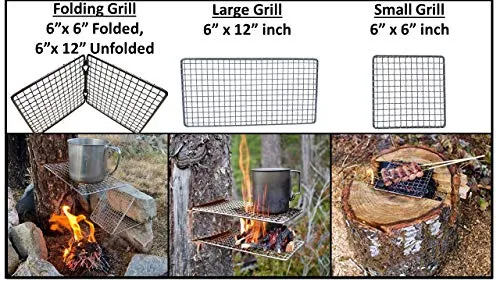 Portable Bushcraft Stainless BBQ Cooking Grill Grate for Camping
