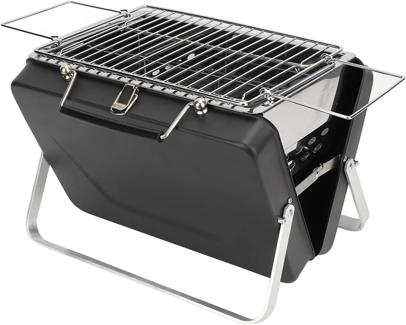 Portable Charcoal BBQ Grill Folding Notebook Grill High Temperature Non Stick Design Proof Grill Net for Camping Outdoor Cooking Backyard Picnic (Black)