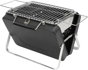 Portable Charcoal BBQ Grill Folding Notebook Grill High Temperature Non Stick Design Proof Grill Net for Camping Outdoor Cooking Backyard Picnic (Black)
