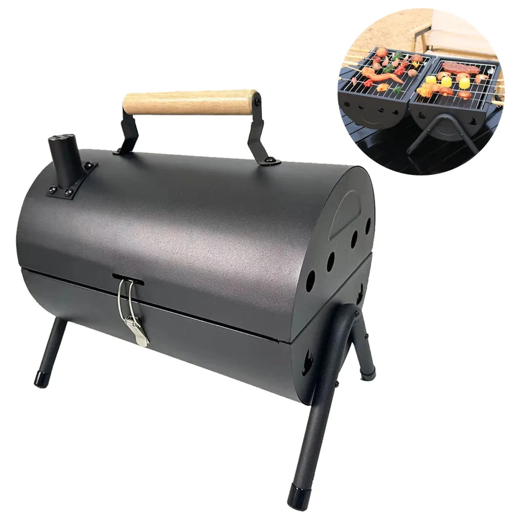 Portable Charcoal BBQ Grill Tabletop Smoker for Outdoor Cooking