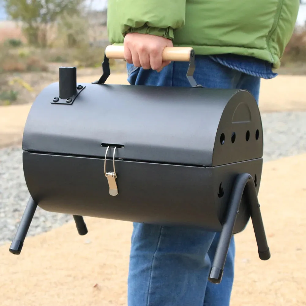 Portable Charcoal BBQ Grill Tabletop Smoker for Outdoor Cooking