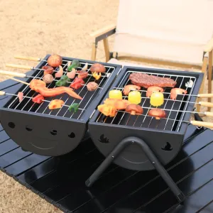 Portable Charcoal BBQ Grill Tabletop Smoker for Outdoor Cooking
