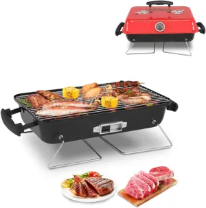 Portable Charcoal Grill, Tabletop Outdoor Barbecue Smoker, Small BBQ Grill for Outdoor Cooking Backyard Camping Picnics Beach Grilling