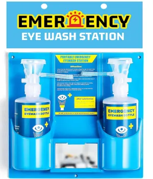 Portable Eye Wash Station with Eyewash Bottles, Emergency Wall Mount Eyewash Station, Self-contained Eye Wash Kit with Mirror&16.09oz Bottles, Emergency Eye Wash Unit, NO Eyewash Solution