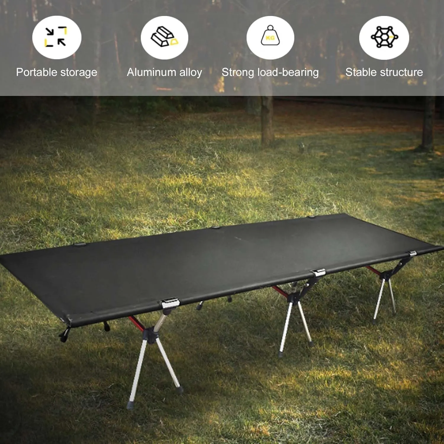 Portable Folding Adult Bed,Camping Cot Camping Bed, Folding Camping Cot Tent Bed for Adult, Single Ultralight Camp Bed with Storage Bag, Portable Sleeping Cot, Aluminium Alloy Frame, Fo