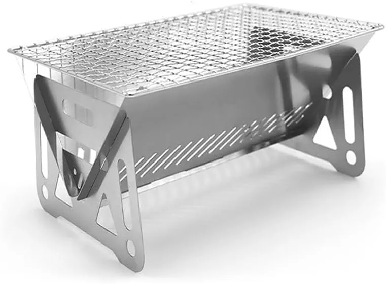 Portable Folding BBQ Grill, Barbecue Grill, 7.9"/10.6", Stainless Steel, for Camping, Hiking, Picnics (10.6 inches)