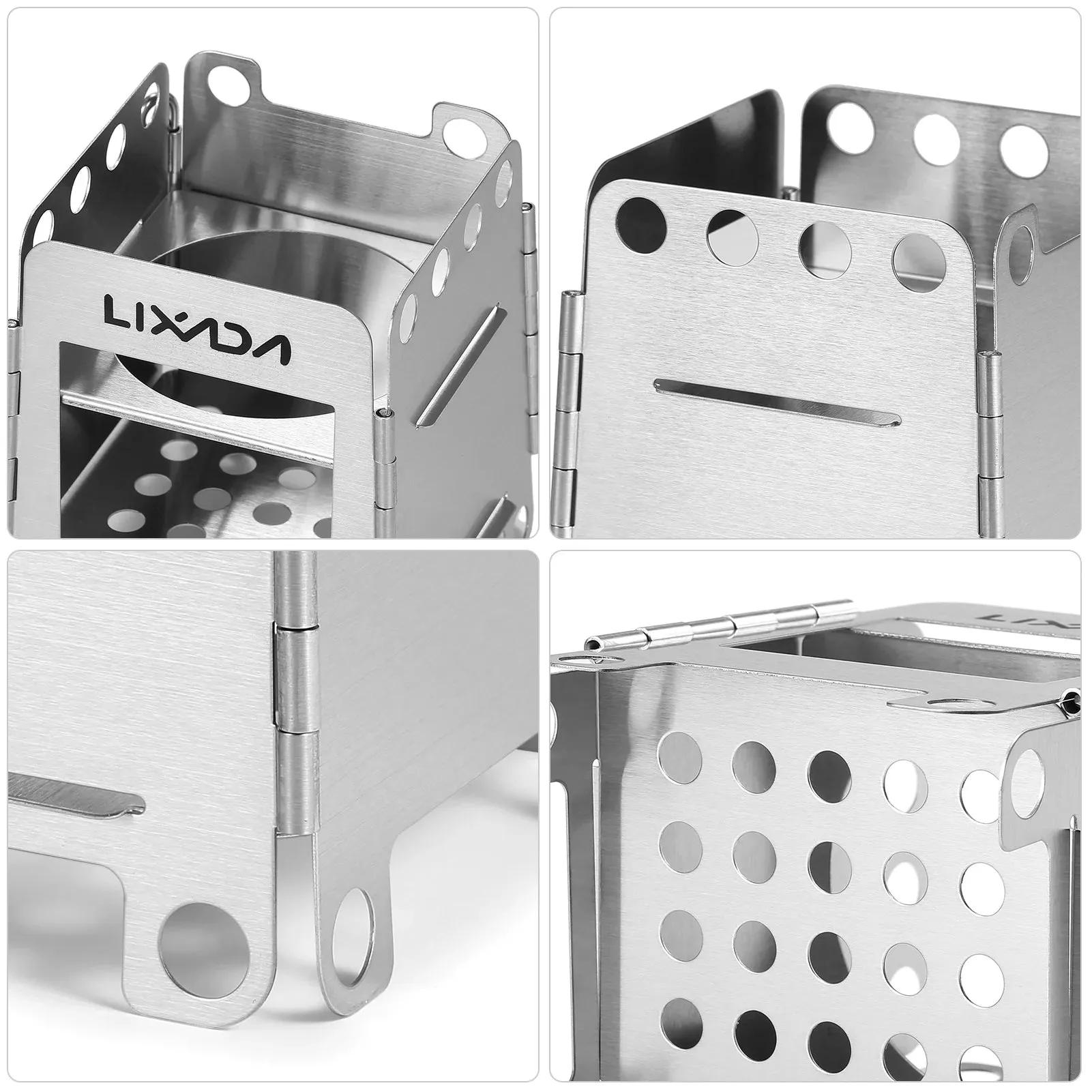 Portable Folding Stainless Steel Wood Stove for Camping and Cooking