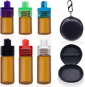 Portable Glass Compact Dispenser Bottle with Portable Zipper Storage Bag, Pack of 6