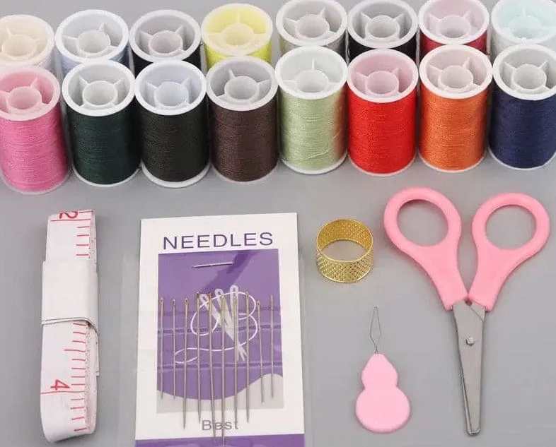 Portable Household Sewing Kit Box, Fabric Craft Needles Thread Scissor Set, Plastic Transparent Sewing Thread Storage, Multifunction PP Box Sewing Kit, Home & Travelling Sewing Accessories