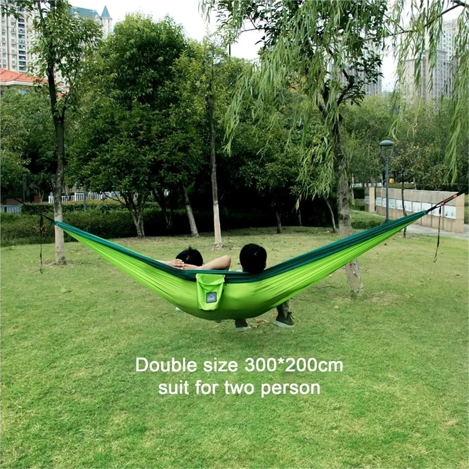 Portable Nylon Parachute Fabric Hammock - Single & Double Size for Outdoor Camping & Hiking(Green Combination,Large)