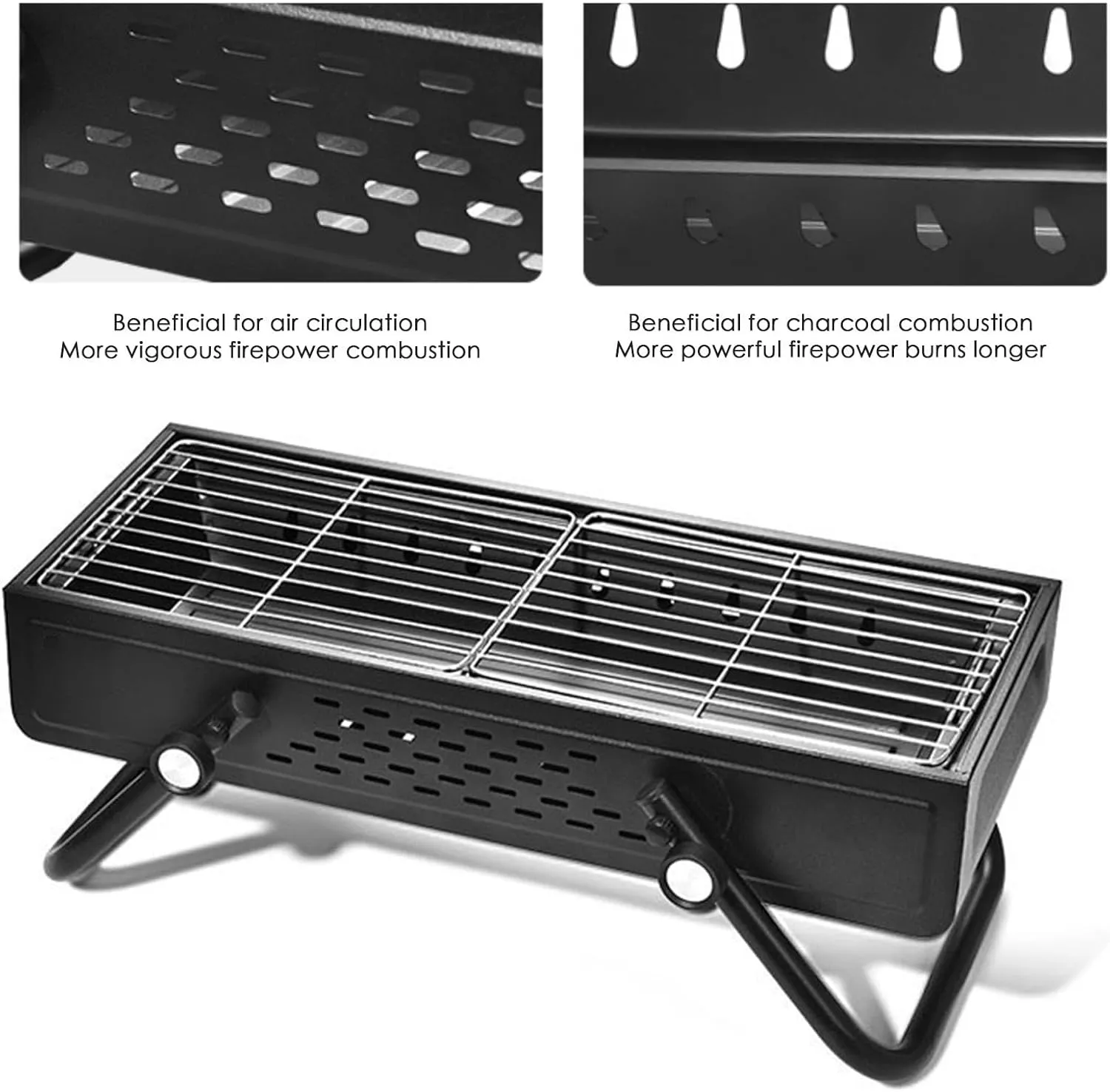 Portable Outdoor Smokeless BBQ Grill, Foldable Camping Grill, Charcoal Barbecue Grill