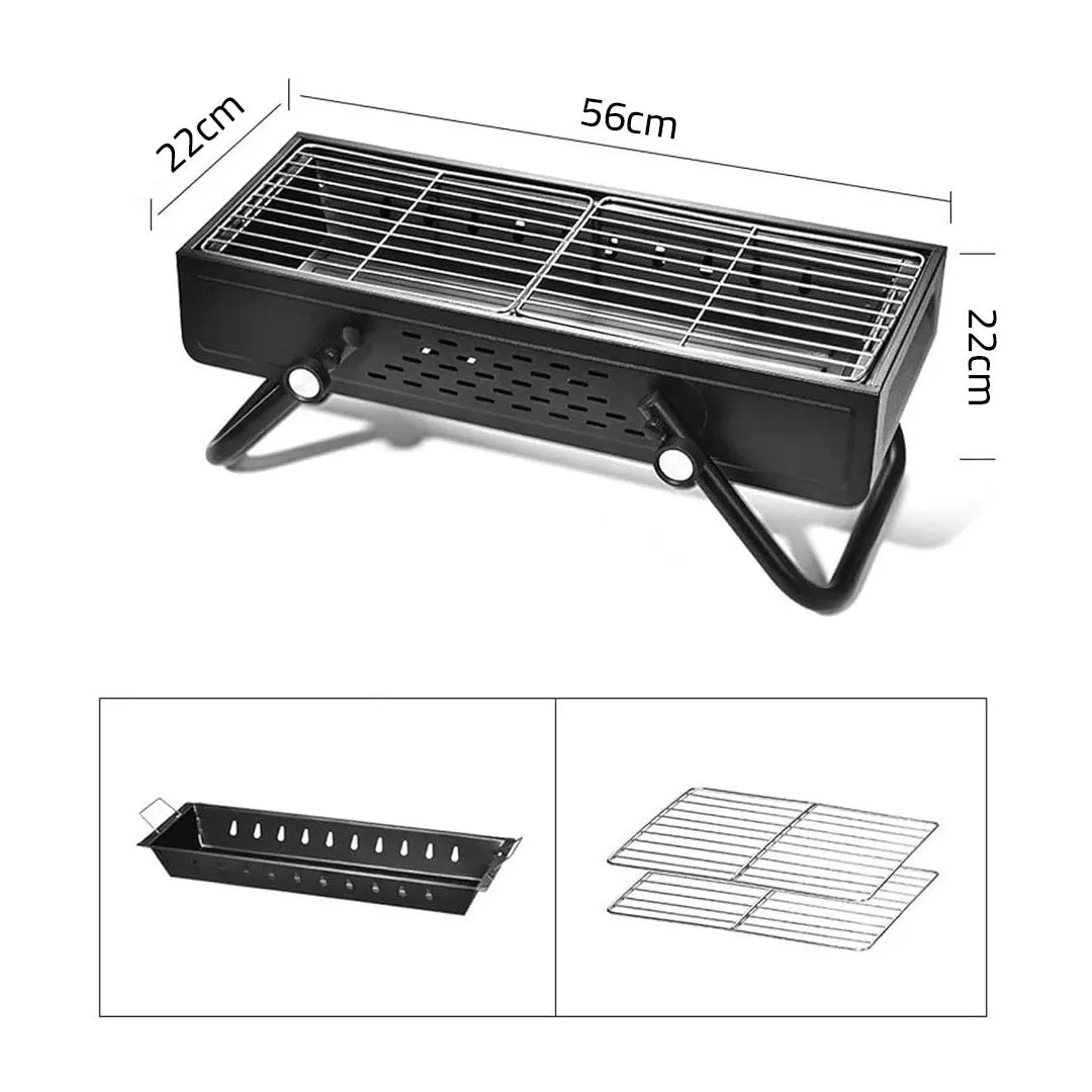 Portable Outdoor Smokeless BBQ Grill, Foldable Camping Grill, Charcoal Barbecue Grill