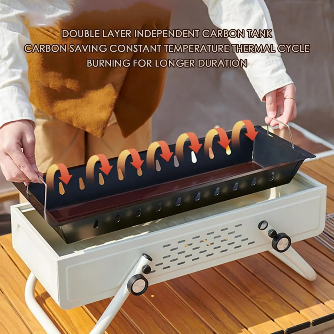 Portable Outdoor Smokeless BBQ Grill, Foldable Camping Grill, Charcoal Barbecue Grill