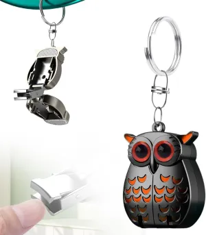 Portable Owl Keychain Nail Clipper, 2025 Upgraded 2-in-1 Foldable Owl Fingernail Clippers with Nail File, Ultra Sharp Stainless Steel Mini Fingernail Clippers for Women and Men (Black)