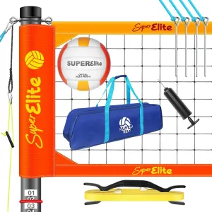 Portable Professional Volleyball Net with Aluminum Poles for Outdoor Backyard Heavy Duty Set Easy Tensioning System, Adjustable Height, Scoring, 32 ft Regulation