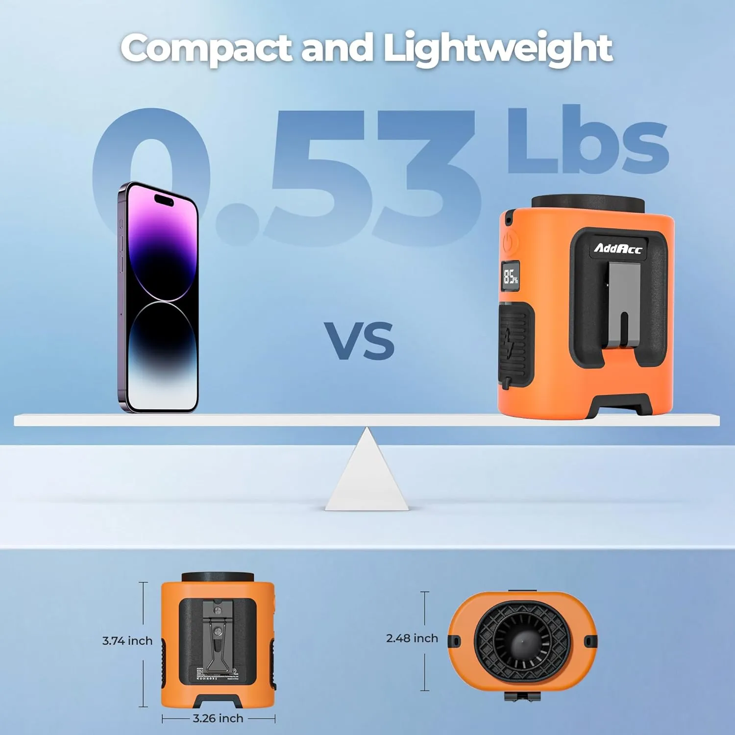 Portable Waist Fan, 4 Speeds 13000RPM Strong Airflow, Clip On Belt & Rechargeable, Battery Operated 24Hrs, Battery Power, Hands-Free Personal Shirt Fan for Outdoor Jobsite Camping Travel