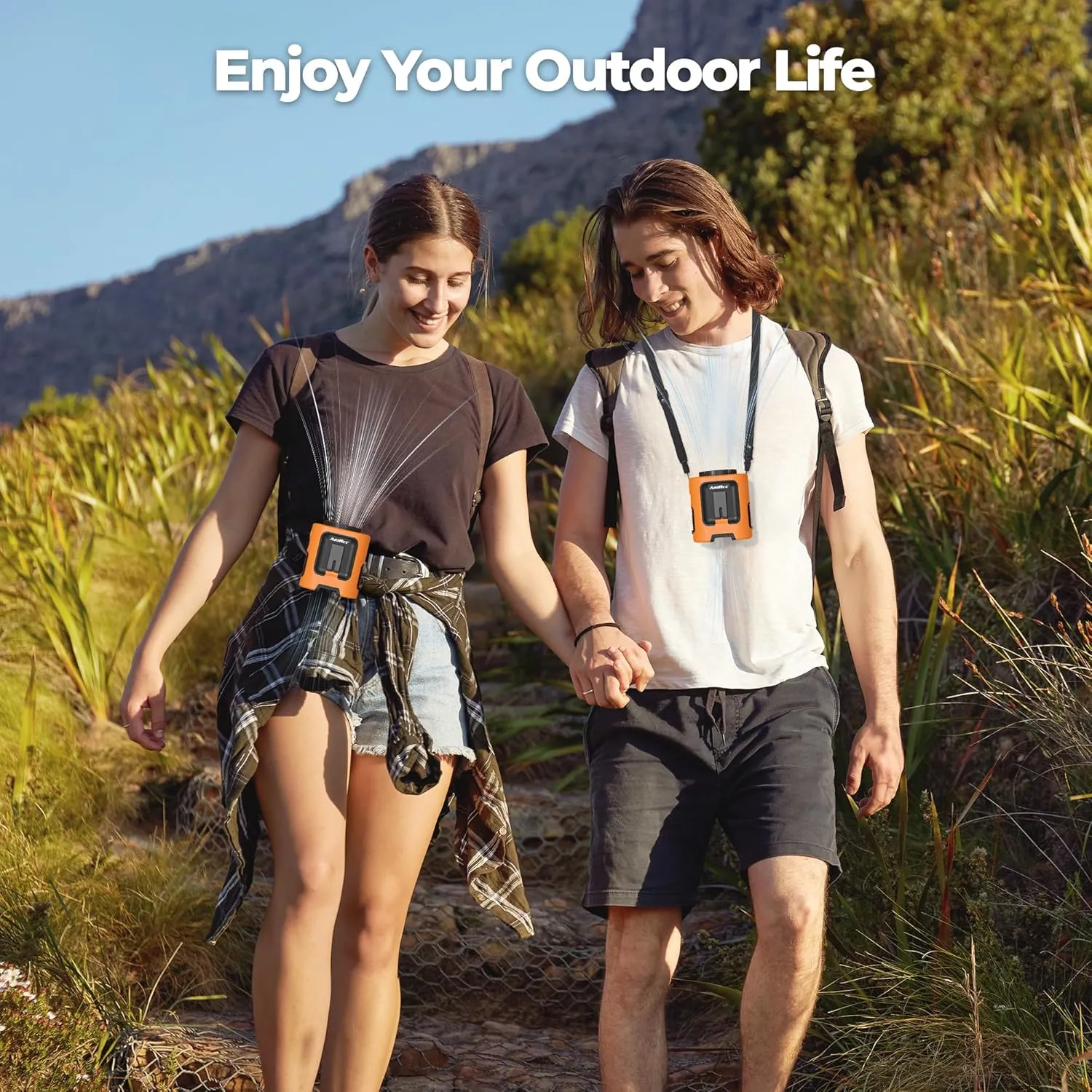Portable Waist Fan, 4 Speeds 13000RPM Strong Airflow, Clip On Belt & Rechargeable, Battery Operated 24Hrs, Battery Power, Hands-Free Personal Shirt Fan for Outdoor Jobsite Camping Travel