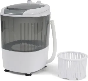 Portable Washing Machine 5.5 lbs Capacity Rotary Timer Controller, Compact Laundry for Home, Apartment, RV, White/Gray