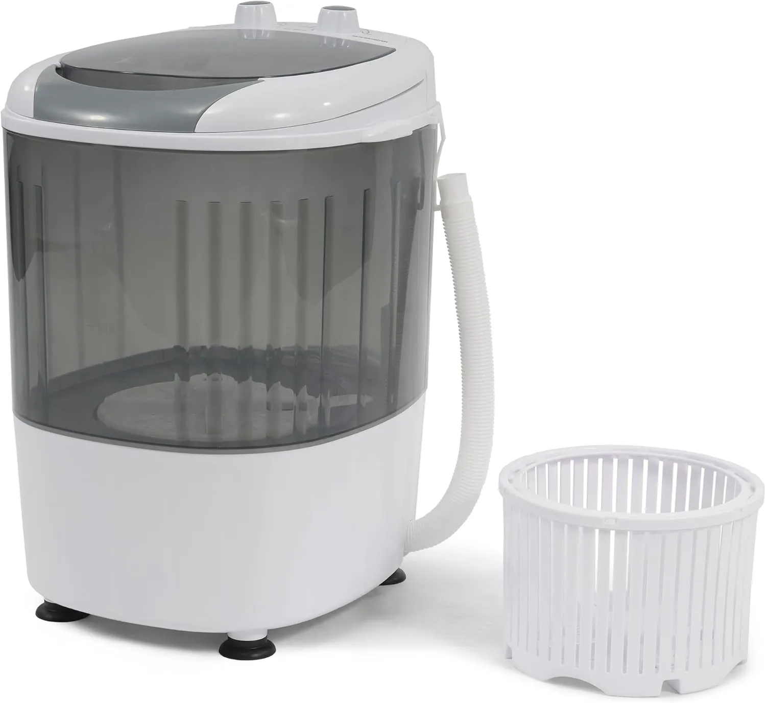 Portable Washing Machine 5.5 lbs Capacity Rotary Timer Controller, Compact Laundry for Home, Apartment, RV, White/Gray