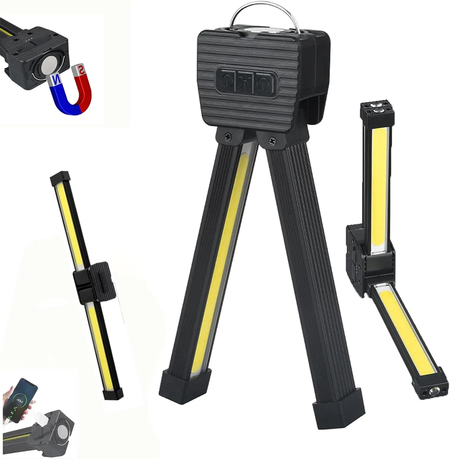 Posing Lamp,Gym Lamp for Posing,Portable Magnet LED Flashlight with Hanging Hook,7th Gear Dimming, USB Rechargeable Worklight,Power Bank Camping Light Gym Lamps 180 Degree Folding