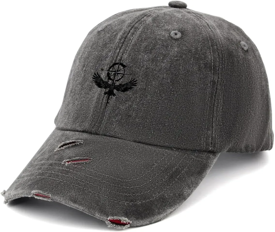 Praying Angel with Wings Vintage Ripped Denim hat Baseball Cap Men Women Peak Cap Outdoor Dad Hat
