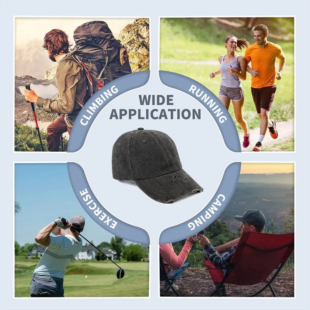 Praying Angel with Wings Vintage Ripped Denim hat Baseball Cap Men Women Peak Cap Outdoor Dad Hat