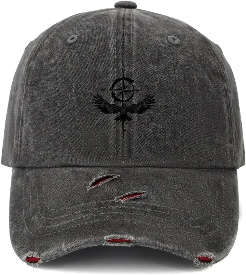 Praying Angel with Wings Vintage Ripped Denim hat Baseball Cap Men Women Peak Cap Outdoor Dad Hat