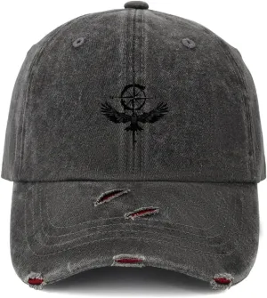 Praying Angel with Wings Vintage Ripped Denim hat Baseball Cap Men Women Peak Cap Outdoor Dad Hat