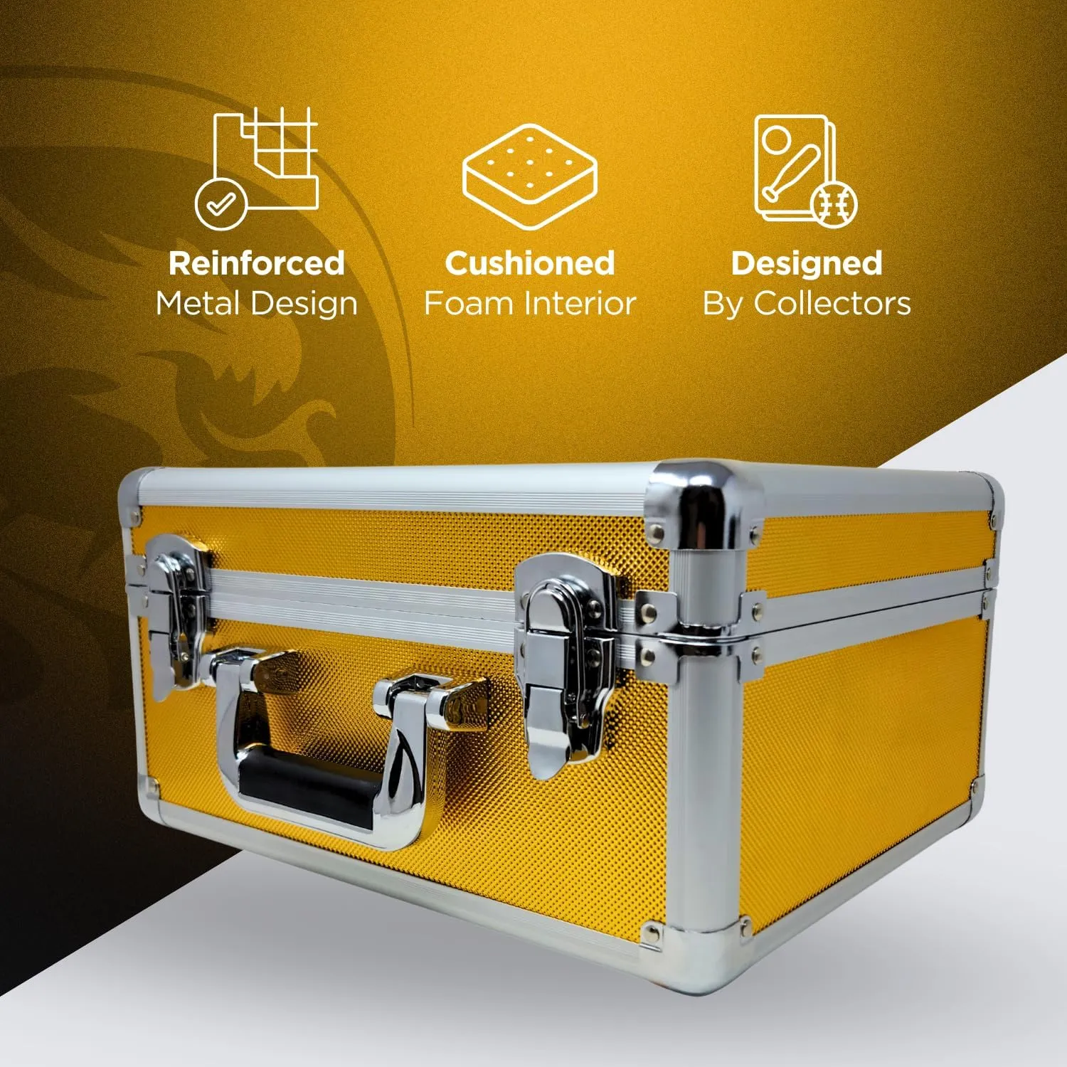 Precision Metal Slab Case – Holds 45 Graded Sports and Trading Cards – Durable Aluminum Storage Box for PSA, BGS, CGC Slabs – XL-45 Gold