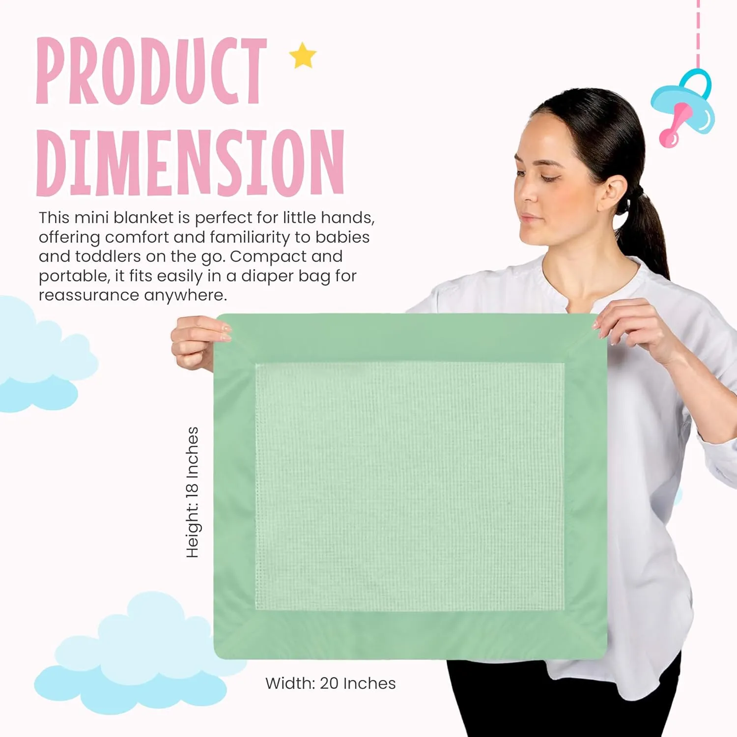 Premium Thermal Waffle Baby Blanket - Small Blanket for Newborns & Infants - Soft Mini Comfort Blankie - Ideal for Strollers, Travel and Cuddling - Mint, Nylon Trim (18" x 20")