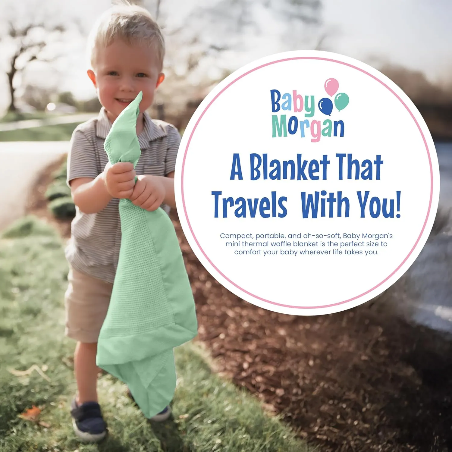 Premium Thermal Waffle Baby Blanket - Small Blanket for Newborns & Infants - Soft Mini Comfort Blankie - Ideal for Strollers, Travel and Cuddling - Mint, Nylon Trim (18" x 20")