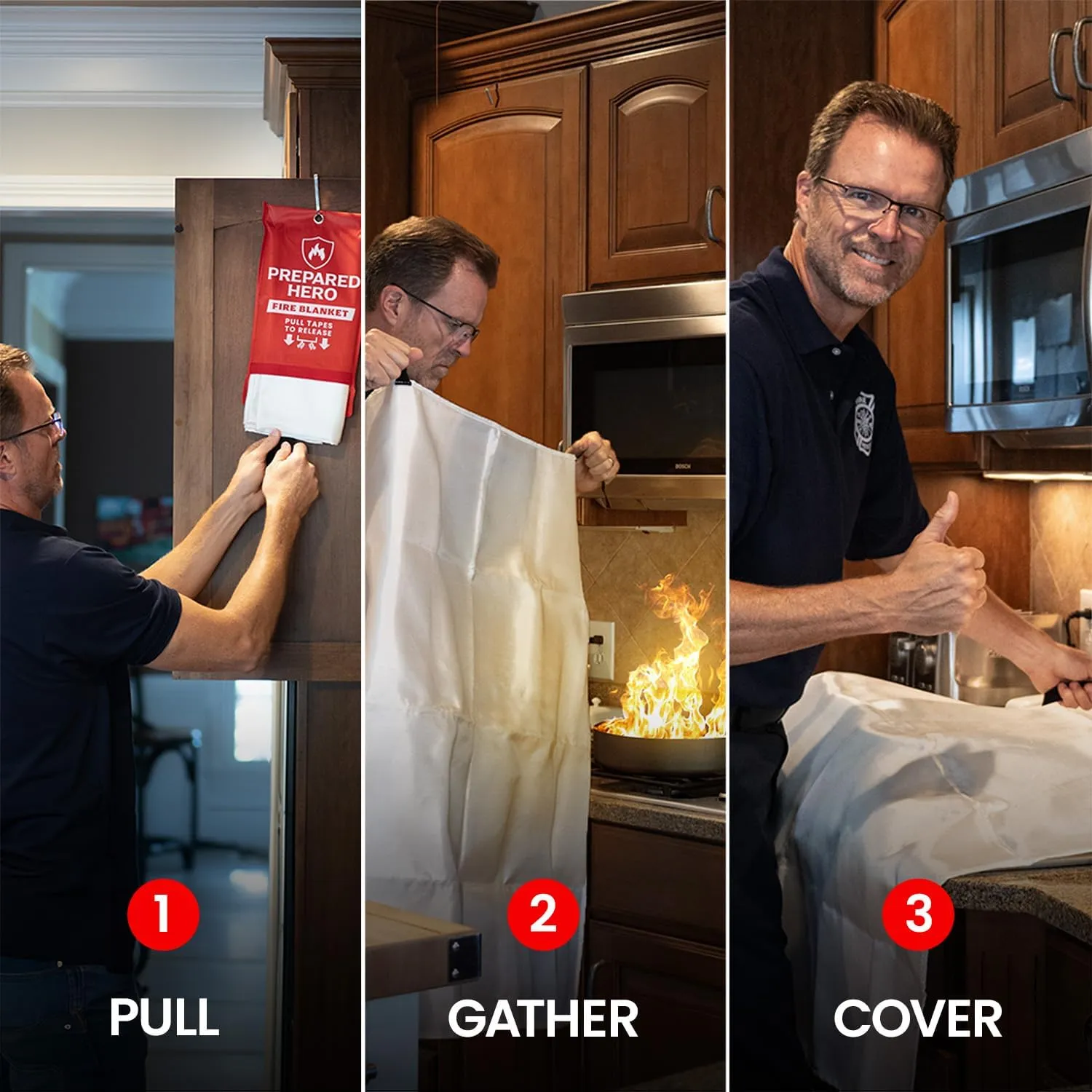 Prepared Hero Emergency Blanket - 1 Pack - Fiberglass Fire Suppression Blanket for Kitchen, Home 39” x 39”