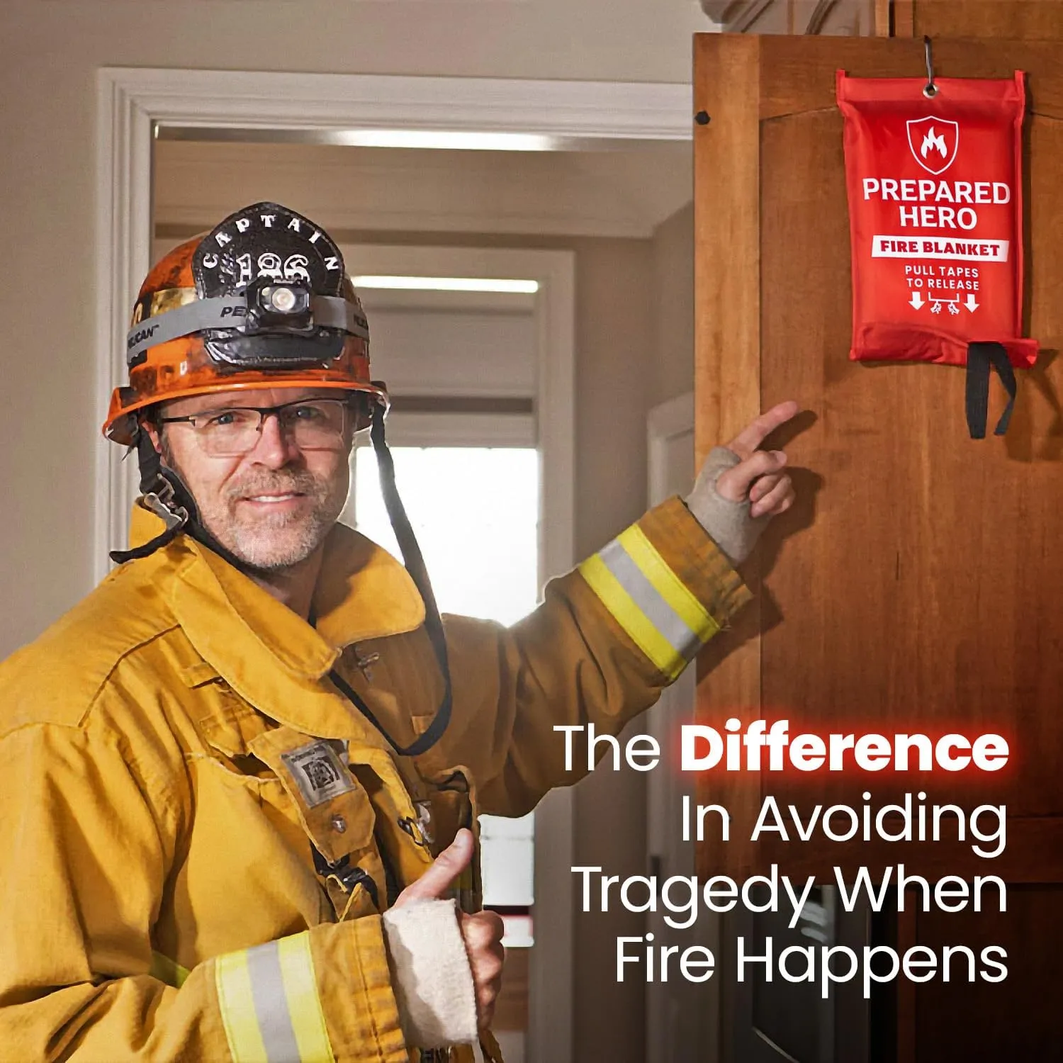 Prepared Hero Emergency Blanket - 1 Pack - Fiberglass Fire Suppression Blanket for Kitchen, Home 39” x 39”