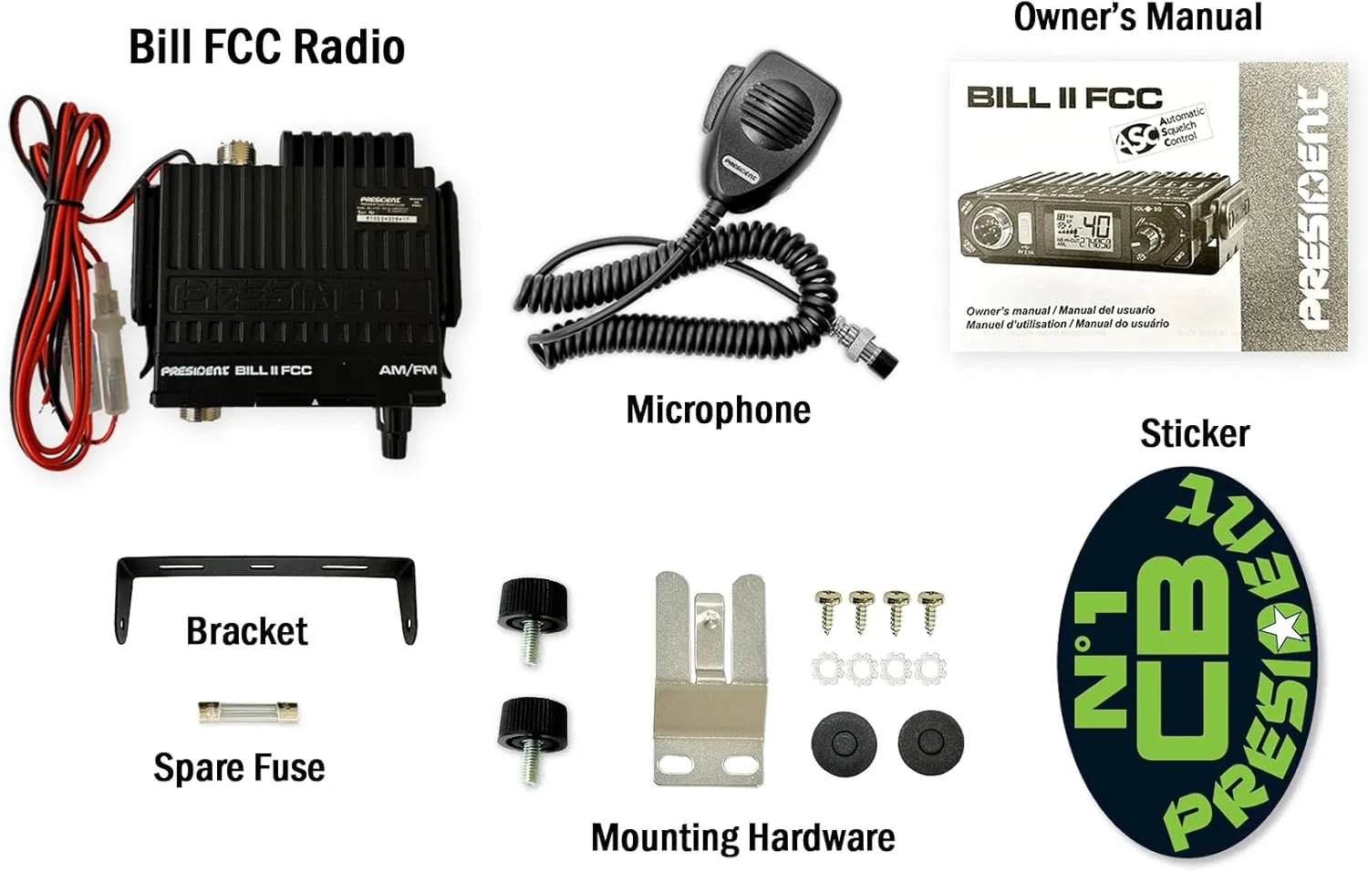 President Electronics Bill II FCC Ultra-Compact AM/FM CB Radio