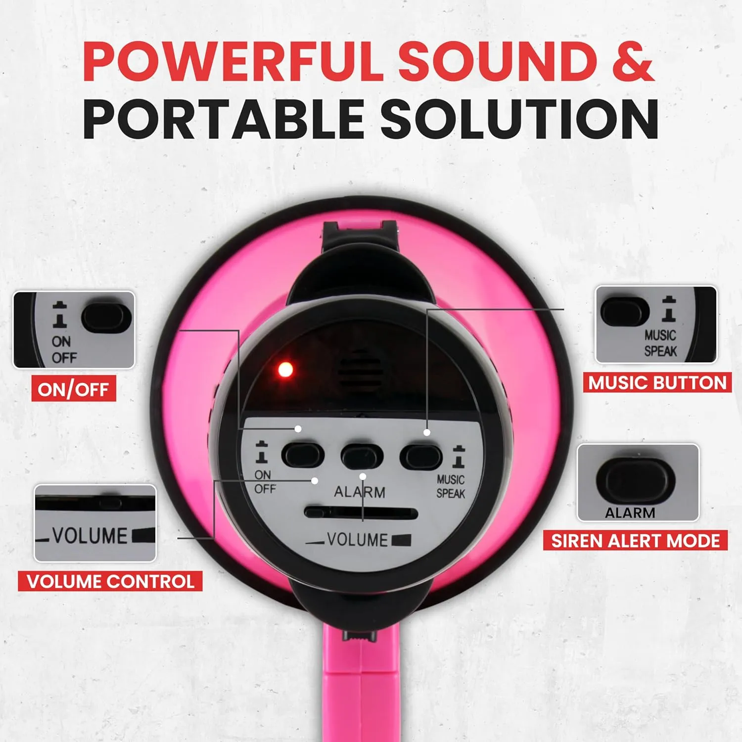 PYLE Portable Megaphone Speaker Siren Bullhorn - Compact and Battery Operated with 30 Watt Power, Microphone, 2 Modes, PA Sound and Foldable Handle for Cheerleading and Police Use PMP34PK