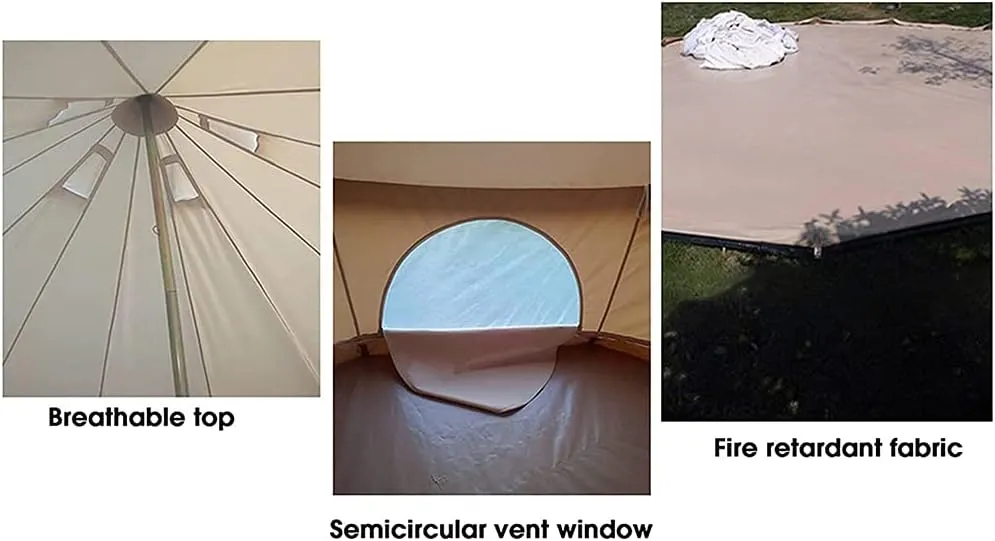 Pyramid Tent Tipi Indian Tent with Sun Shelter 3-4 People Family Tent Outdoor Camping Cotton Tent Luxury Yurt Tent for Mountaineering Hiking Camping