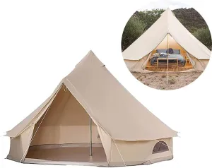 Pyramid Tent Tipi Indian Tent with Sun Shelter 3-4 People Family Tent Outdoor Camping Cotton Tent Luxury Yurt Tent for Mountaineering Hiking Camping